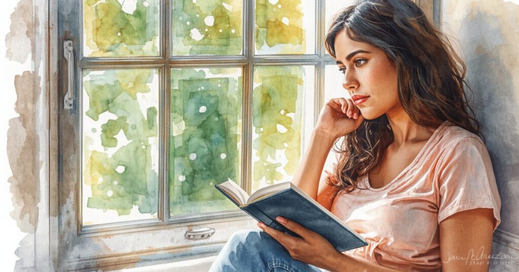 「本を一人で読む自由」を守るため、読書会には参加しないという選択をする女性のイラスト