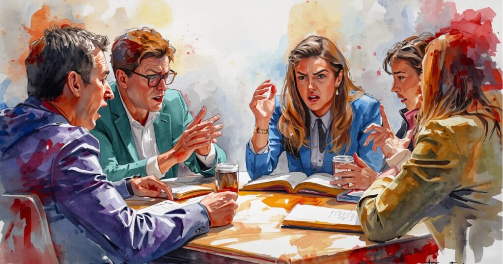 「人脈作り」や「ビジネスの成功」など自己啓発目的が強く、純粋な読書から外れた読書会のイメージ