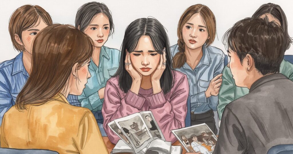 読書会で過度な自己開示を強要され、心理的境界線を越えられることに拒絶感を抱く女性