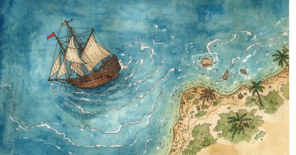 古い地図で座礁してしまう船